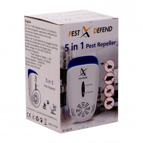 5 in 1 Pest Repeller -aparat cu ultrasunete si unde electromagnetice impotriva rozatoarelor si insectelor taratoare