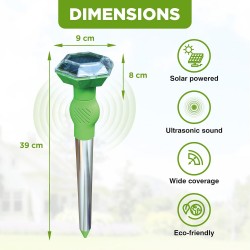 ISOTRONIC Repelent Solar cu Ultrasunete pentru Pisici, Câini și Alte Animale – 5-8 m, 25 kHz, Acoperire 40 m²