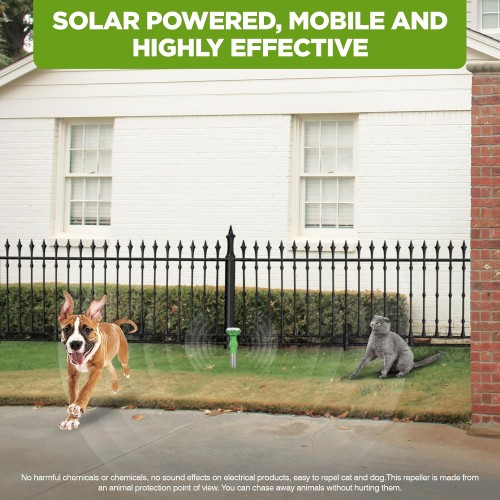 ISOTRONIC Repelent Solar cu Ultrasunete pentru Pisici, Câini și Alte Animale – 5-8 m, 25 kHz, Acoperire 40 m²