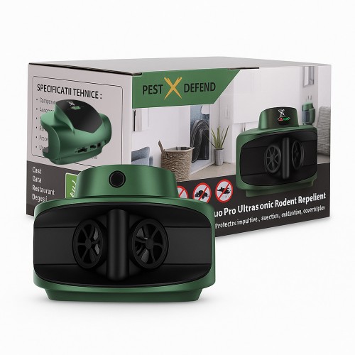  Aparat profesional anti rozatoare,anti soareci, anti sobolani cu ultrasunete si pulsuri ultrasonice pentru alungarea rozatoarelor Duo Pro Ultrasonic Pest Repellent