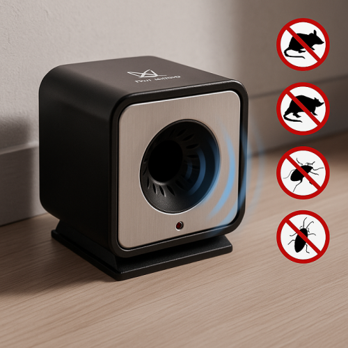   Pest Repeller Ultrasonic 230mp – Aparat anti dăunători cu ultrasunete 140dB, ideal pentru șoareci, șobolani, insecte, gândaci – Fără substanțe chimice, eficient și silențios