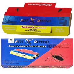 Set 5 x Capcana cu lipici Pest-X-Defend impotriva gandacilor cu momeala inclusa gata de utilizare