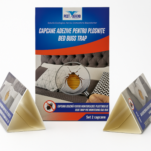 Set 2 Capcane cu feromoni pentru Plosnițe de Pat și Gândaci – Pest-X-Defend, Eficiență 3 Luni, Fără Miros