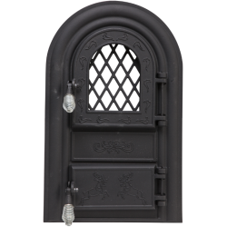 Ușă Șemineu cu Geam Cerbi – 200x440 mm, Prindere cu Cleme, Grătar Inclus