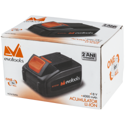 Acumulator Li-Ion 20V 4.0Ah compatibil cu gama ONE EPTO. Timp de încărcare 1h, fără efect de memorie, cu protecție termică și indicator de încărcare. (
