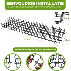 Covoraș Anti-Pisici și Câini ISOTRONIC – Set 12 Bucăți, 48x13 cm, Negru – Barieră cu Țepi pentru Protecție Mobilier, Grădină, Motor Auto, Canapele