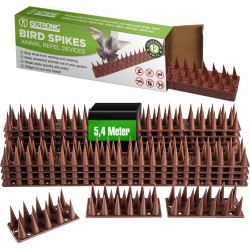 Set 12 Bandă cu Țepi Anti-Păsări, Pisici, Câini, Jderi – ISOTRONIC, (45x4.5x4 cm) , 5.4 metri, Maro