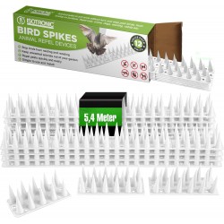 Set 12 Bandă cu Țepi Anti-Păsări, Pisici, Câini, Jderi – ISOTRONIC, (45x4.5x4 cm) , 5.4 metri, Gri