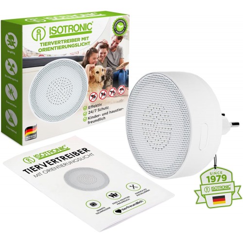 Aparat Anti Șoareci și Șobolani cu Ultrasunete pentru Interior – ISOTRONIC Pest Protection 30 m², 230V, cu Lumină de Orientare