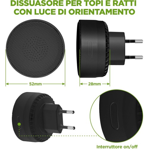   ISOTRONIC Indoor Pest Protection Plus Orientation Light – aparat cu ultrasunete pentru păianjeni, gândaci, ploșnițe și acarieni, 30 m², 230V