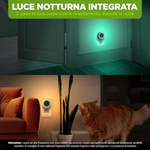   ISOTRONIC Indoor Pest Protection Plus Orientation Light – aparat cu ultrasunete pentru păianjeni, gândaci, ploșnițe și acarieni, 30 m², 230V