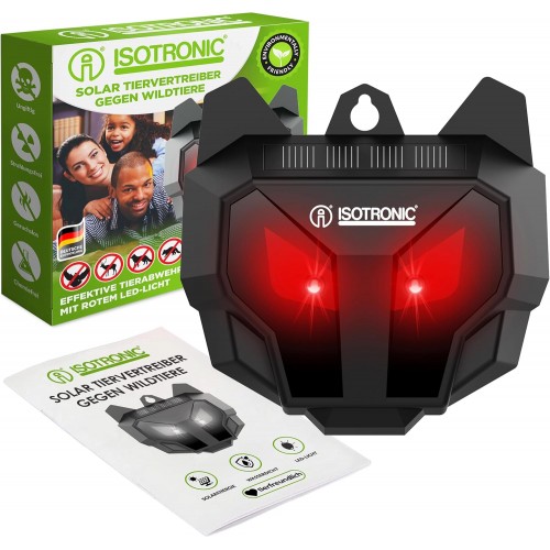 ISOTRONIC Solar Animal Repellent – aparat cu LED roșu pentru alungarea animalelor sălbatice (vulpi, mistreți, ratoni)