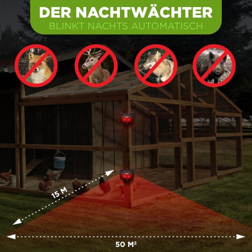 ISOTRONIC Solar Animal Repellent – aparat cu LED roșu pentru alungarea animalelor sălbatice (vulpi, mistreți, ratoni)