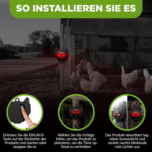 ISOTRONIC Solar Animal Repellent – aparat cu LED roșu pentru alungarea animalelor sălbatice (vulpi, mistreți, ratoni)